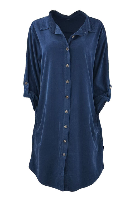 Klassisk lang skjorte model Nora i babyfløjl fra Skovbjerg