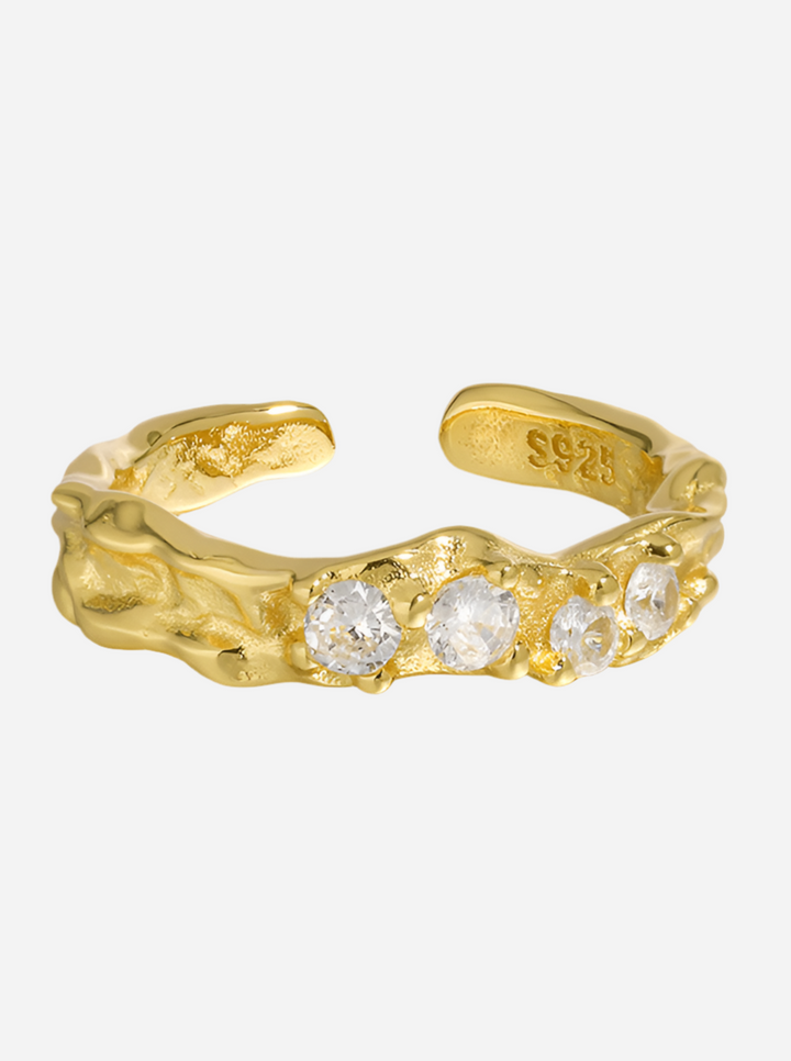 Ring - 18 karat guldbelagt 925 sterlingsølv - Aurora zirkonia