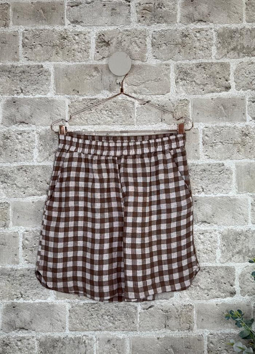 Shorts i hør med tern model Anuk fra Cabana Living